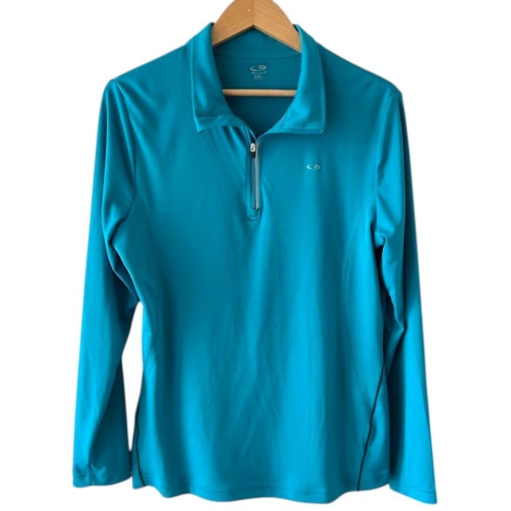 C9 by Champion‎ Womens XXL Teal Blue Quarter Zip Pullover Long Sleeve Shirt